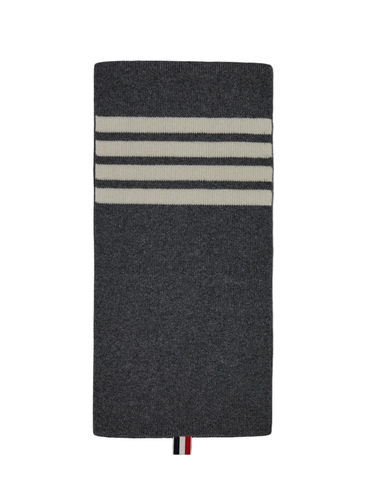 Thom Browne Cashmere Rib 4-Bar Scarf Dark Grey