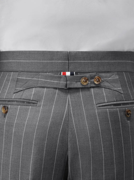 Thom Browne Chalk Stripe Wool Flannel Backstrap Trouser