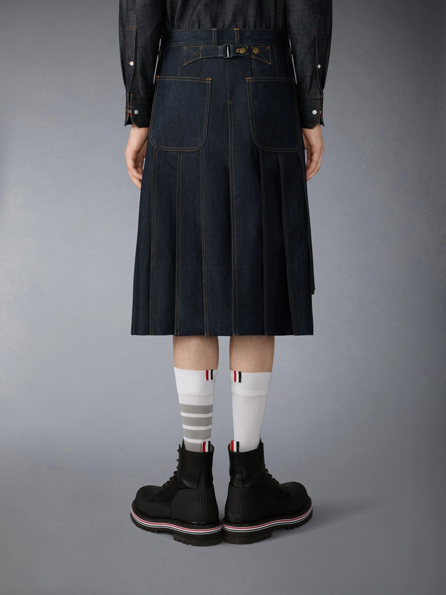 Thom Browne Selvedge Denim 5-pocket Pleated Skirt