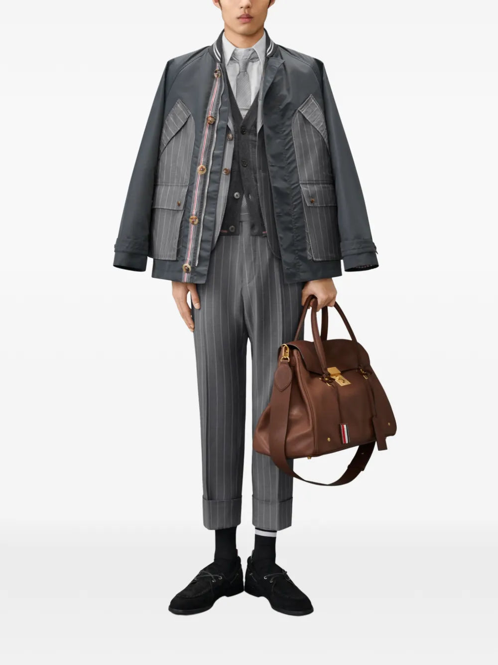 Thom Browne Chalk Stripe Wool Flannel Backstrap Trouser