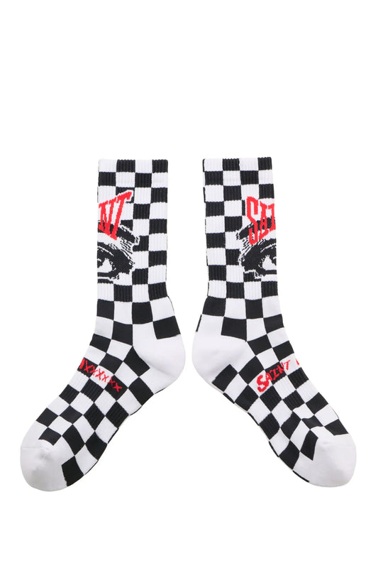 Saint Michael Eye Socks Black & White
