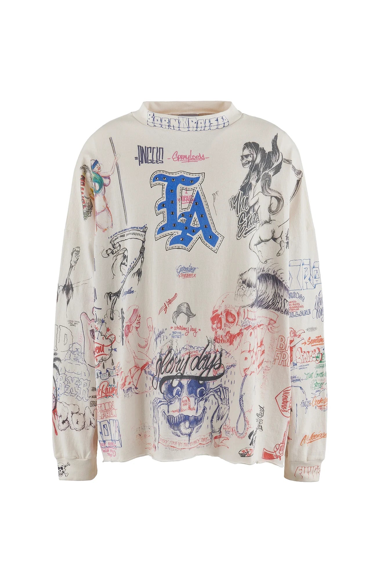 Saint Michael Born x Raised LS T-shirt – Mosaique d'Art Saint Michael Born x Raised LS T-shirt – Mosaique d'Art