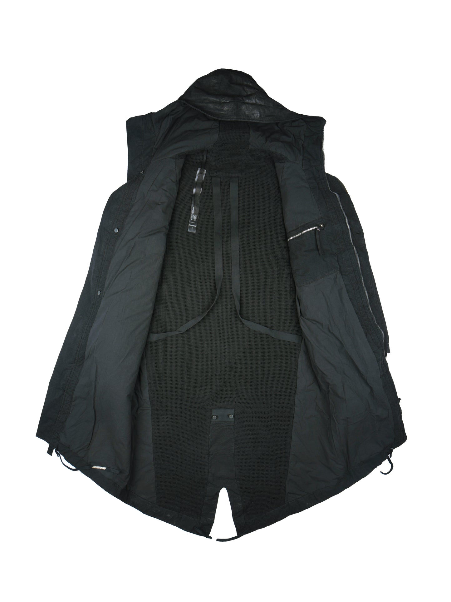 Boris Bidjan Saberi Parka Fishtail1 Black Vinyl Coated