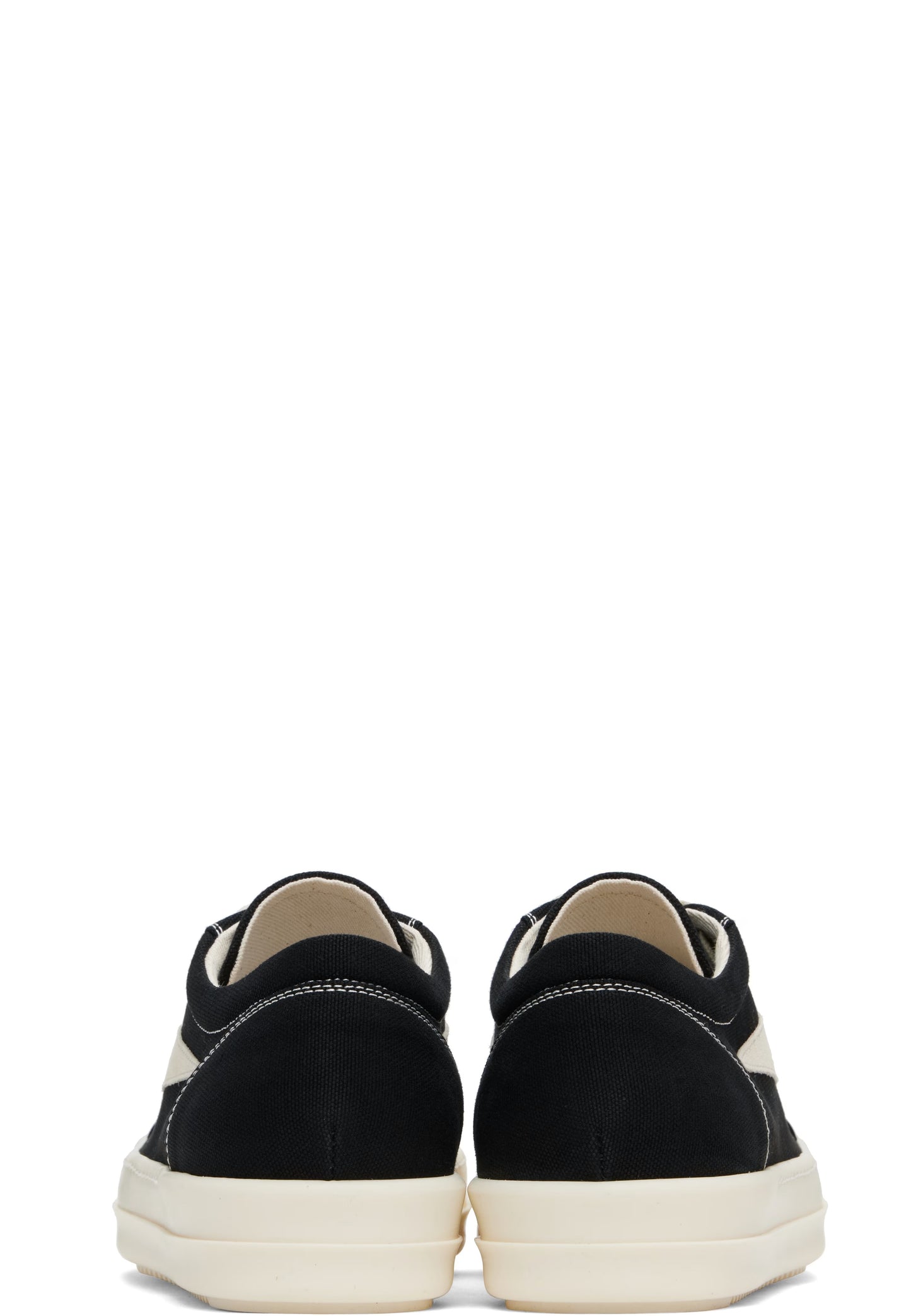 Rick Owens DRKSHDW Hollywood Vintage Sneaks in Black and Milk Cotton Canvas