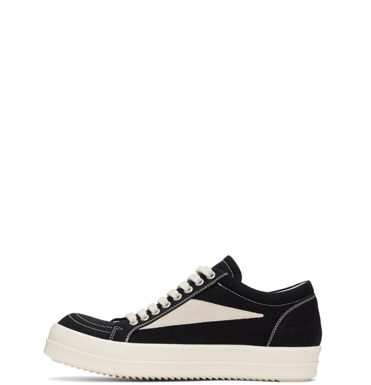 Rick Owens DRKSHDW Hollywood Vintage Sneaks in Black and Milk Cotton Canvas