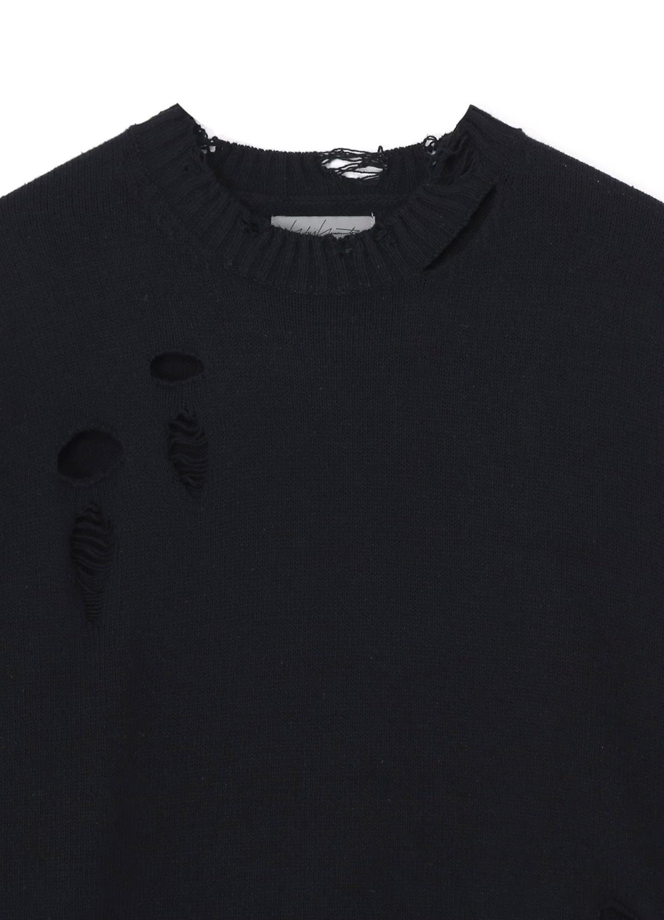 Yohji Yamamoto Cotton Damaged Long-sleeved Knit