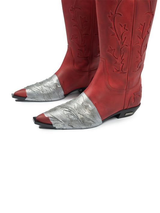 Enfants Riches Deprimes Red Duct Tape Cowboy Boots
