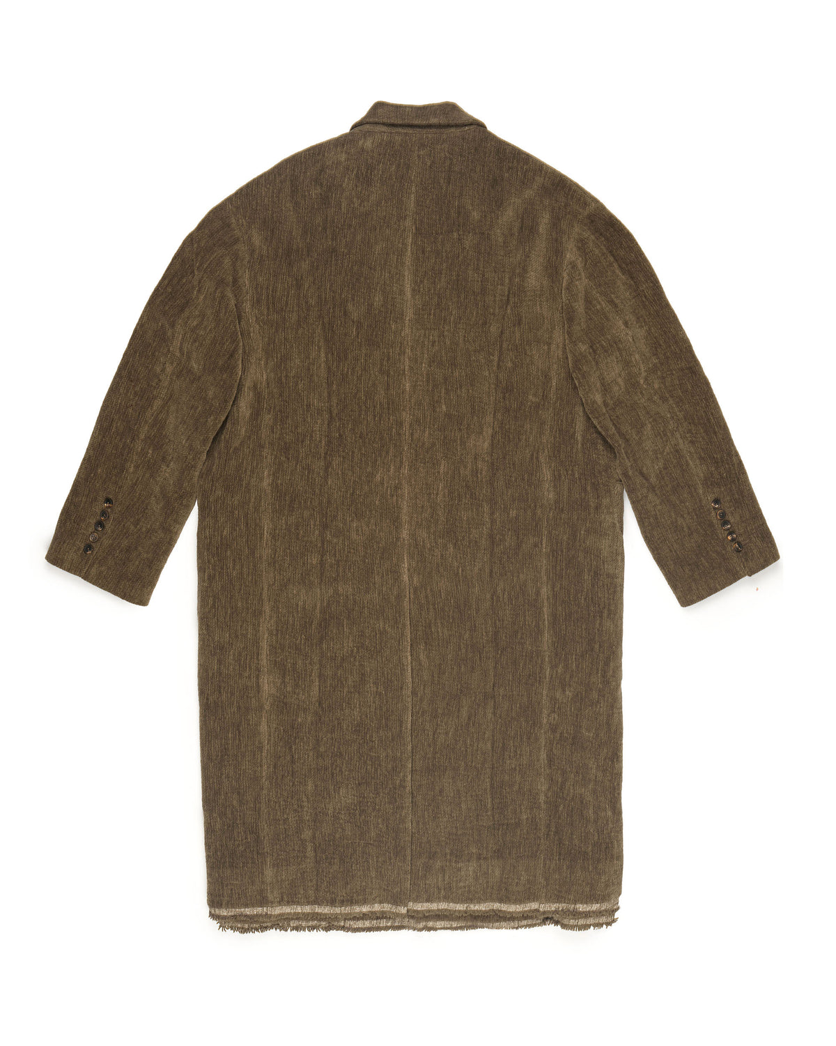 Ziggy Chen Chenille Double Breasted Long Coat Olive Brown – back