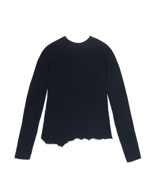 Ziggy Chen Cashmere V-Neck Ribbed Pullover Black – back