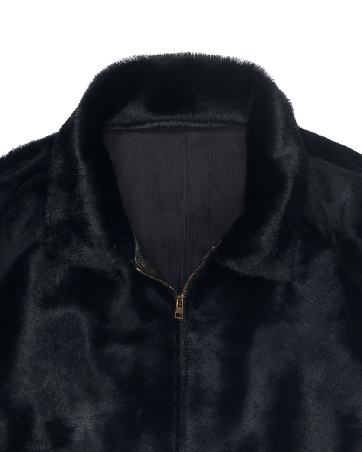 K'ANG Relaxed-Fit Raglan Bomber Leather Jacket Off Black