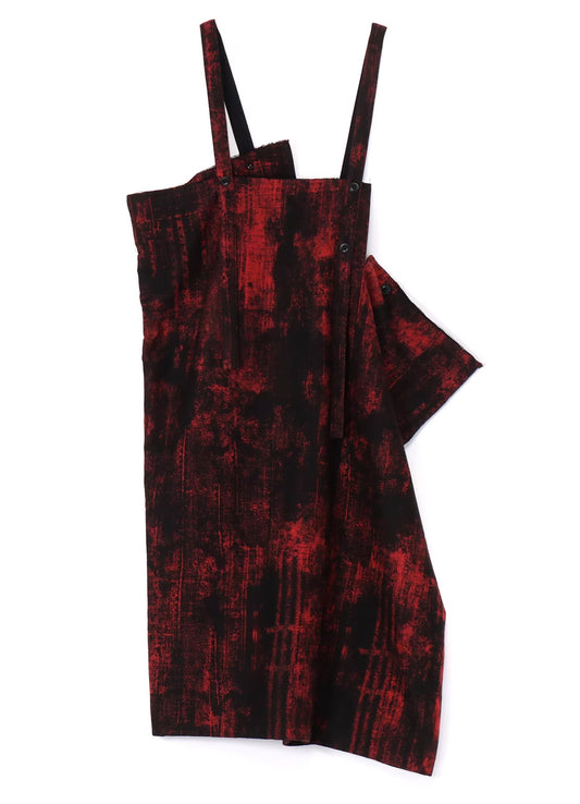 Yohji Yamamoto Printed Cotton Square-cut Dungarees