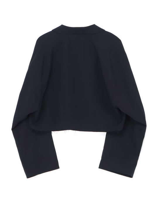 Yohji Yamamoto High Twist Wool Black Gabardine Short Jacket