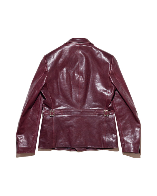 Enfants Riches Déprimés Perfect Austrian Junkie bordeaux leather jacket with belted back – back