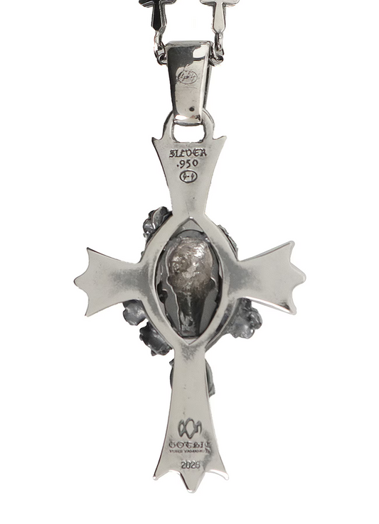 Yohji Yamamoto Silver 950 Skull Rose Cross Pendant