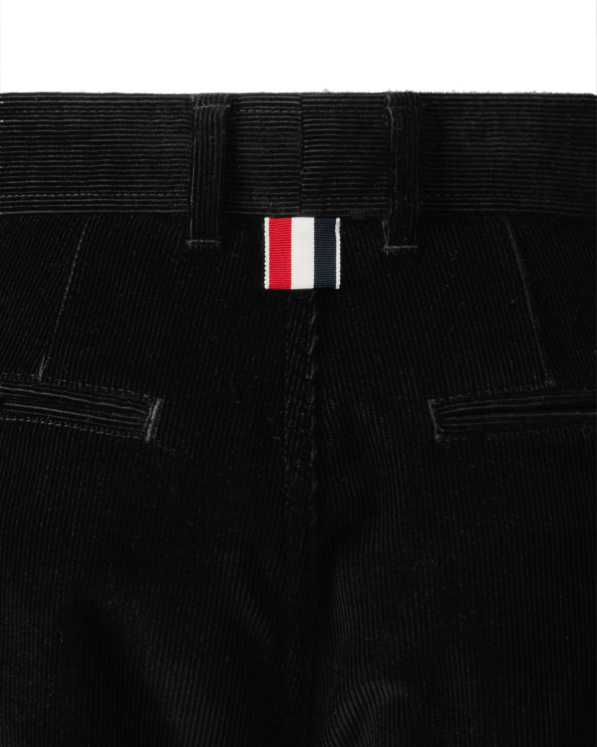 Thom Browne Narrow Wale Corduroy Tapered Chino Trousers Black detail