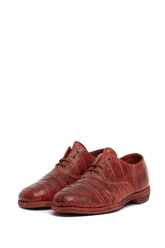 GUIDI 110 CROCODILE ARMY LACED UP SHOES