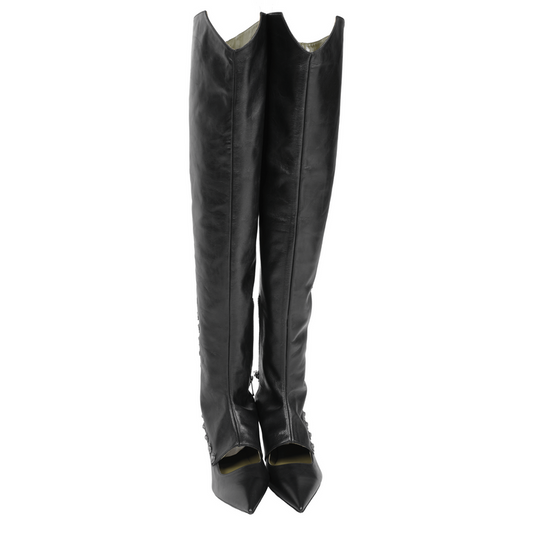 Enfants Riches Deprimes Over The Knee Kitten Heel With Spats And Cherubs