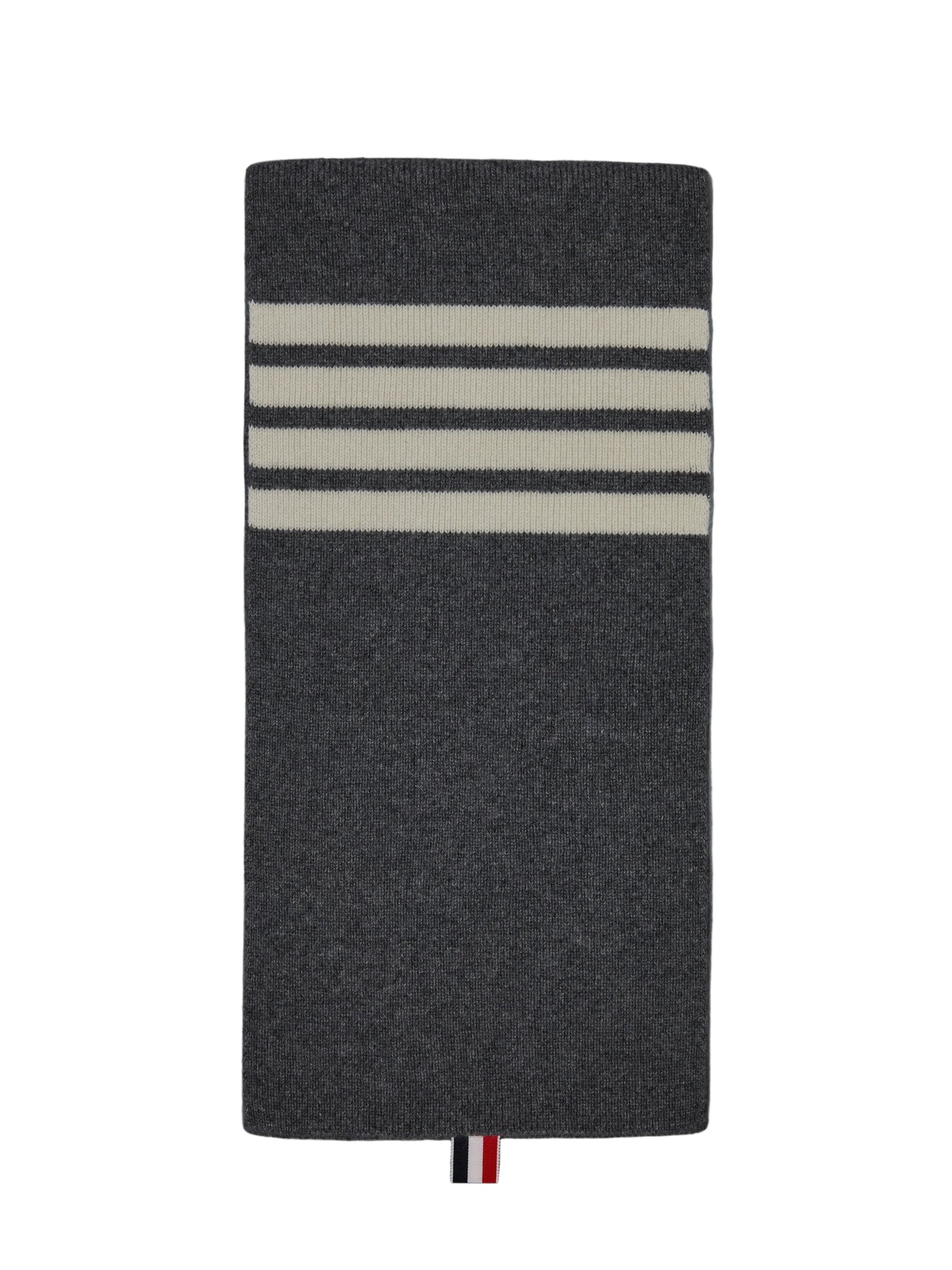 Thom Browne Cashmere Rib 4-Bar Scarf Dark Grey
