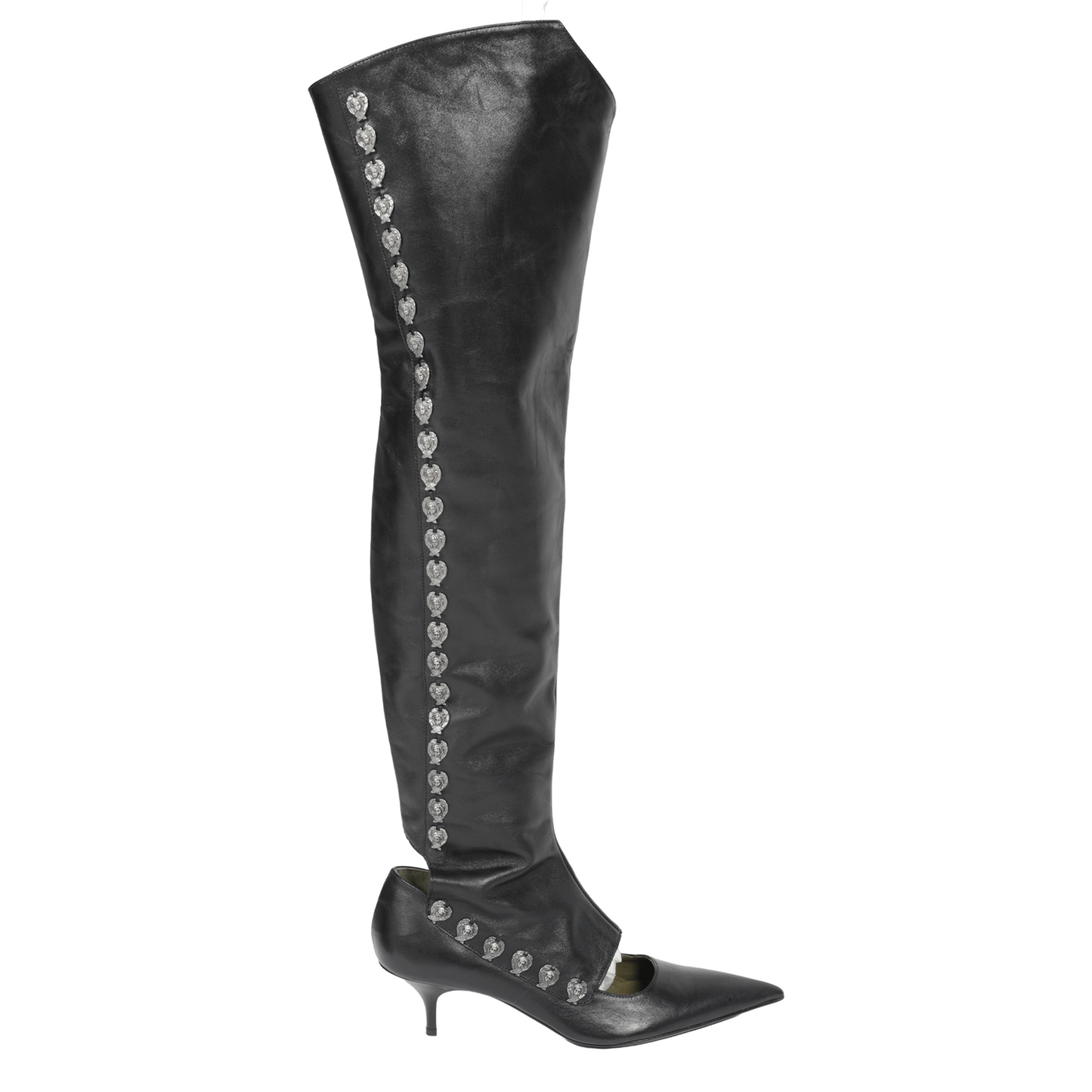 Enfants Riches Deprimes Over The Knee Kitten Heel With Spats And Cherubs
