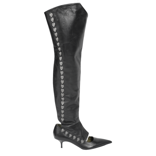 Enfants Riches Deprimes Over The Knee Kitten Heel With Spats And Cherubs
