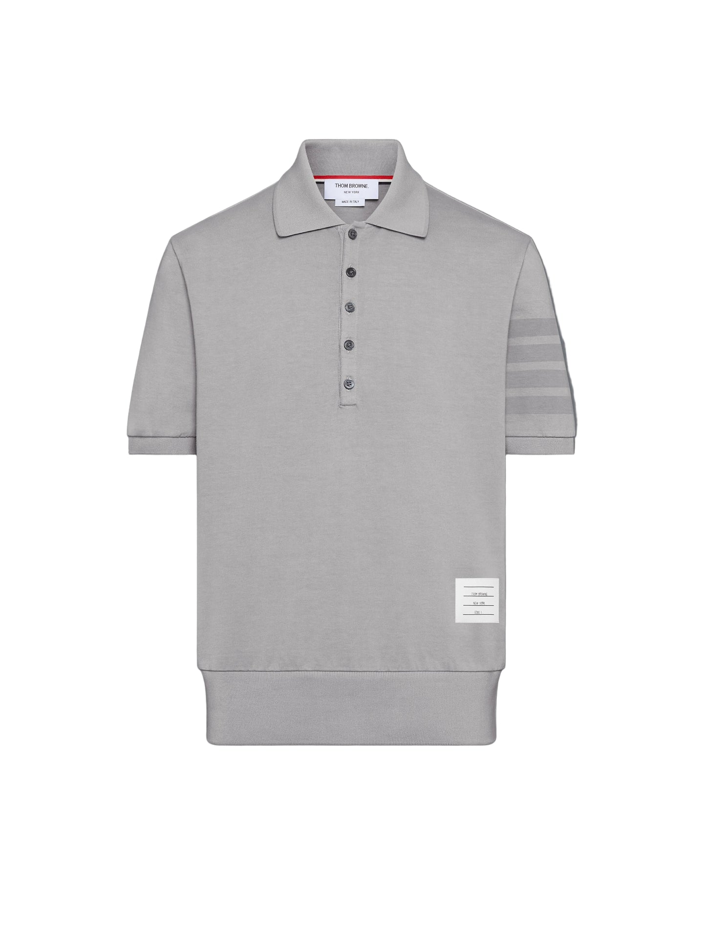Thom Browne Garment Overdyed Jersey 4-Bar Polo Light Grey
