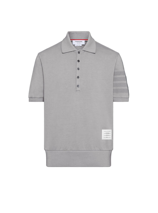 Thom Browne Garment Overdyed Jersey 4-Bar Polo Light Grey