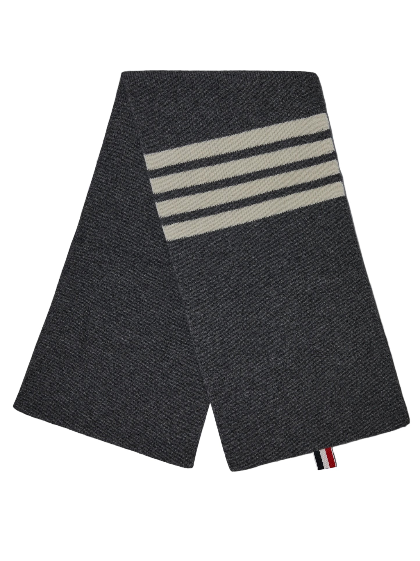 Thom Browne Cashmere Rib 4-Bar Scarf Dark Grey