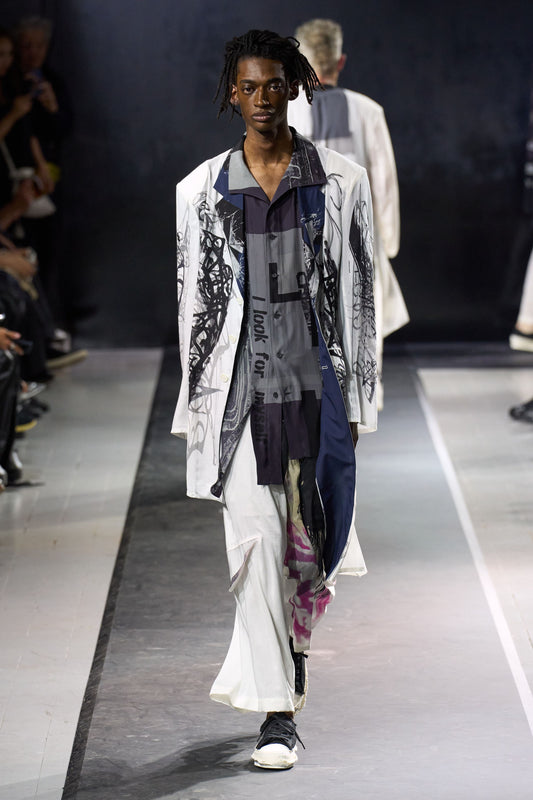 Yohji Yamamoto Unbalanced Print Jacket
