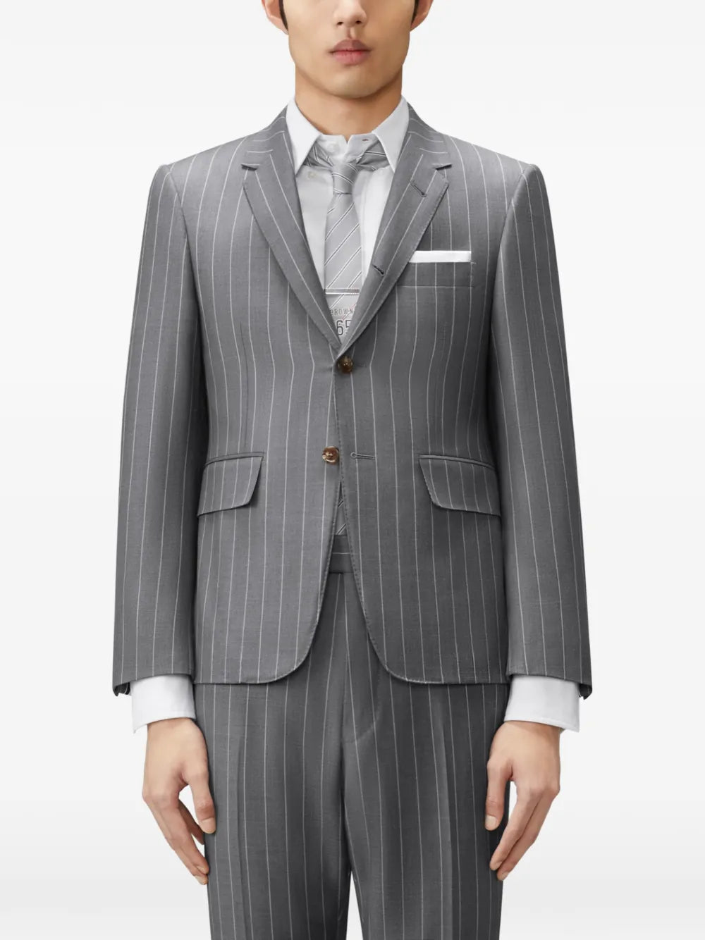 Thom Browne Chalk Stripe Classic Wool Flannel Jacket