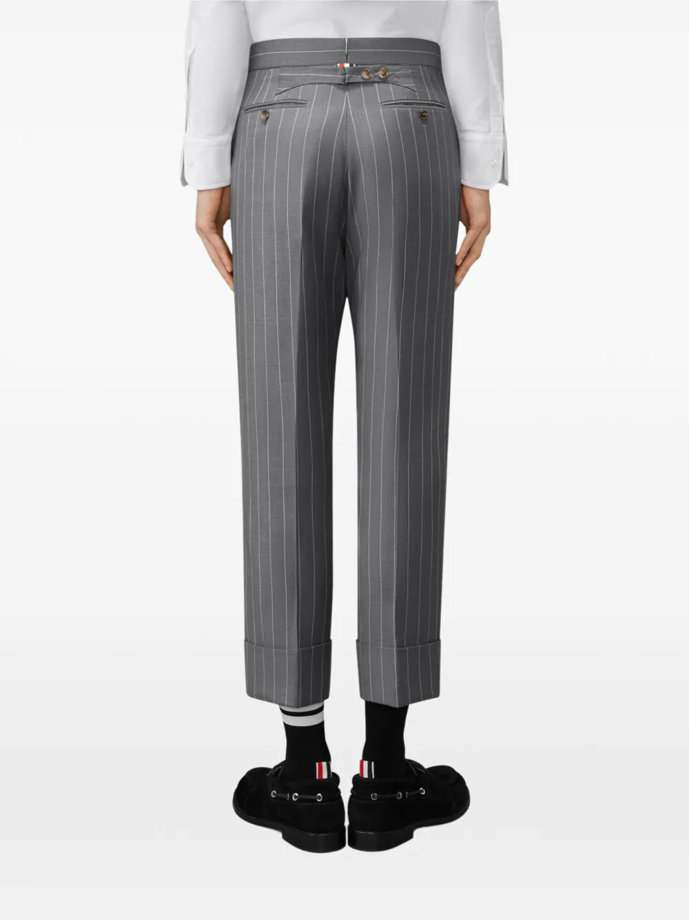 Thom Browne Chalk Stripe Wool Flannel Backstrap Trouser