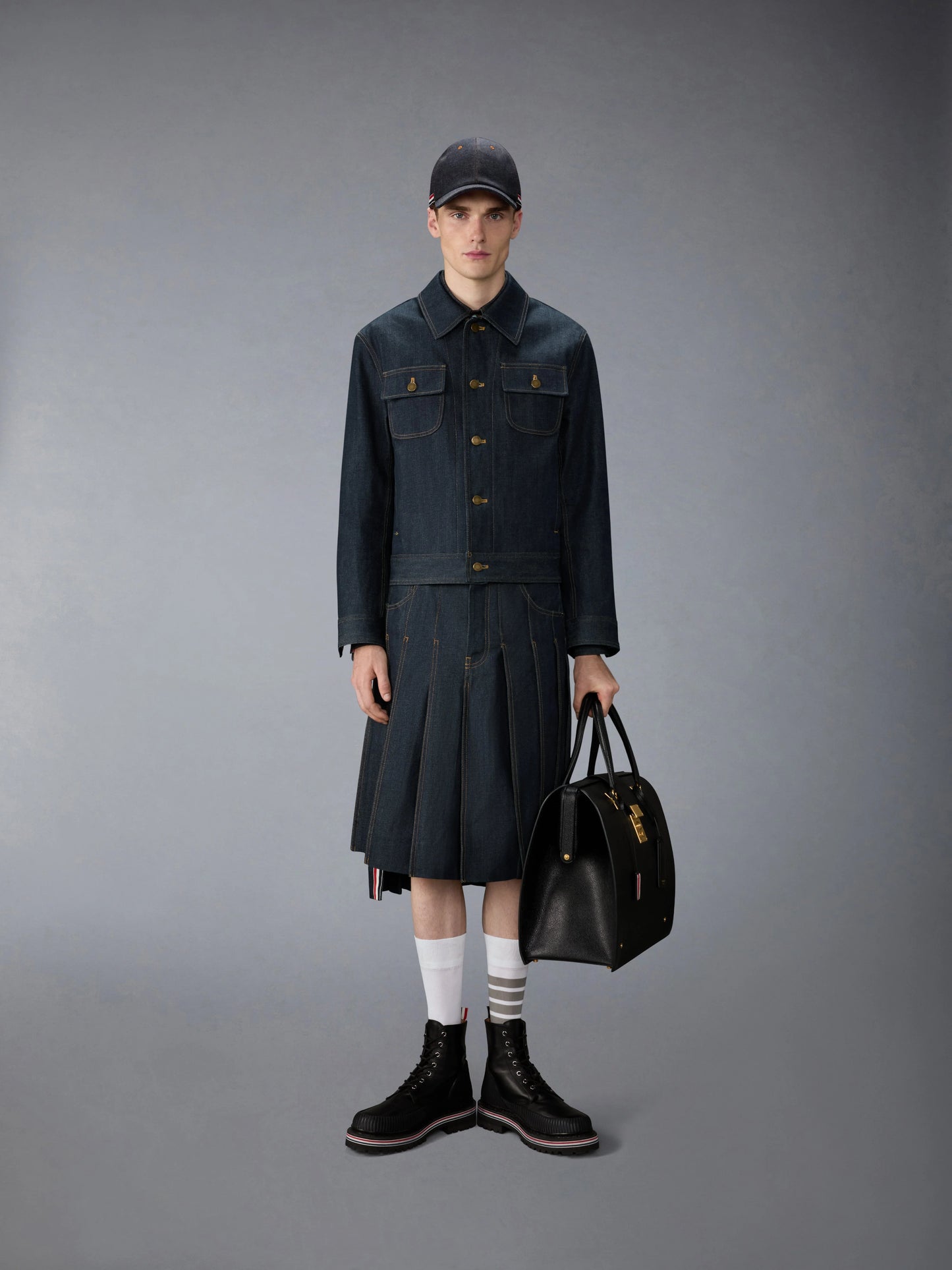 Thom Browne Selvedge Denim 5-pocket Pleated Skirt