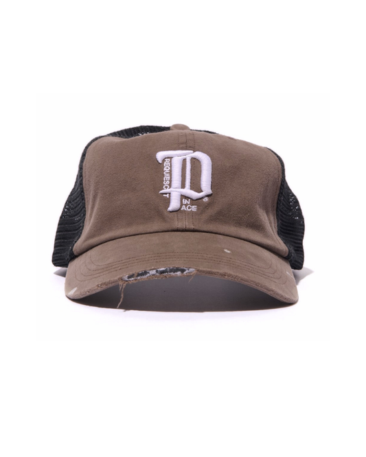 Paly Hollywood RI'P' Baseball Hat Brown trucker – front
