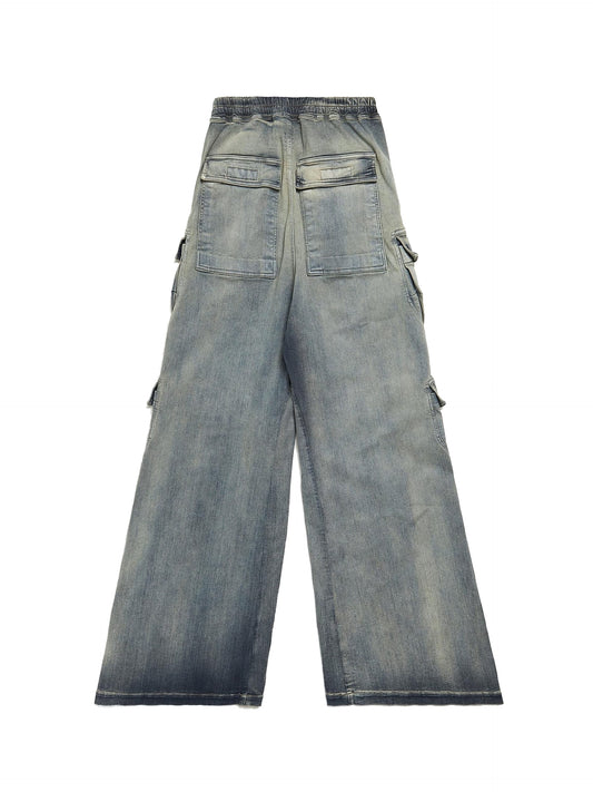 Rick Owens DRKSHDW Double Cargo Jumbo Belas Pants in Sky Stretch Denim