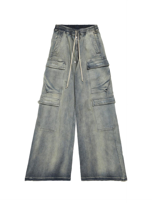 Rick Owens DRKSHDW Double Cargo Jumbo Belas Pants in Sky Stretch Denim