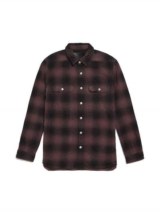 Rick Owens DRKSHDW Black Red Outershirt in Terra Plaid Heavy Cotton Plaid