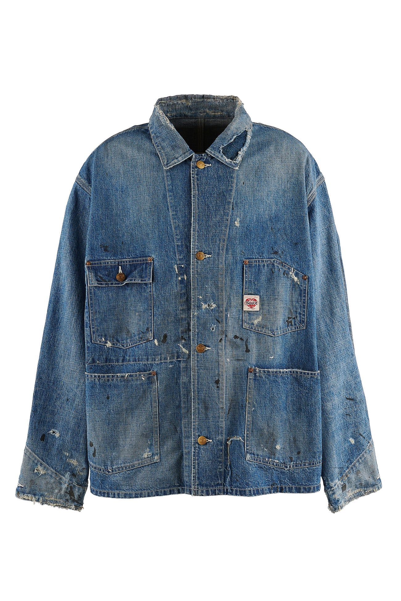 Saint Michael Heart Tag Damage Denim Jacket – Mosaique d'Art