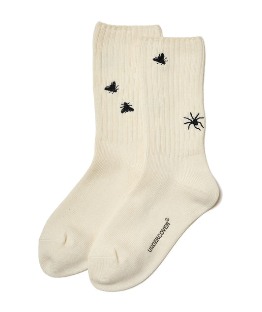Undercover Cream Embroidered Socks