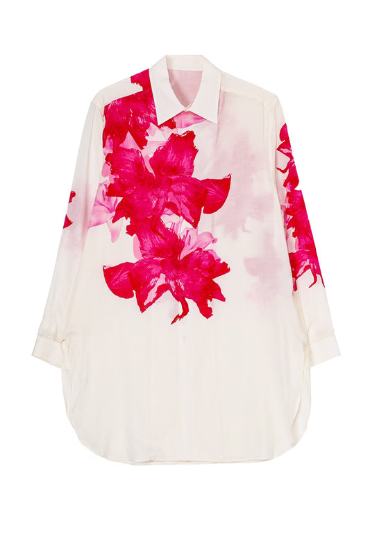 Yohji Yamamoto Cellulose Pink Flower Designed Blouse