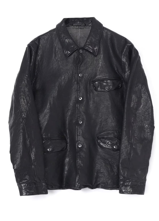 Yohji Yamamoto Garment Dyed Japan Calf Leather Stand Collar Jacket
