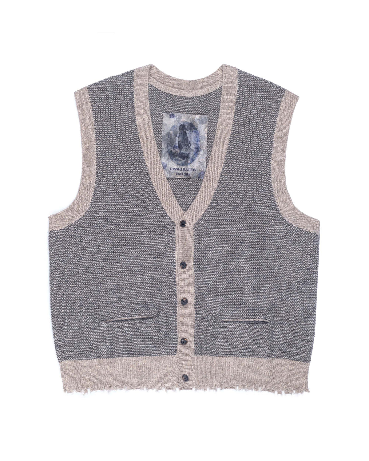 Ziggy Chen Cashmere Sleeveless Cardigan Light Grey