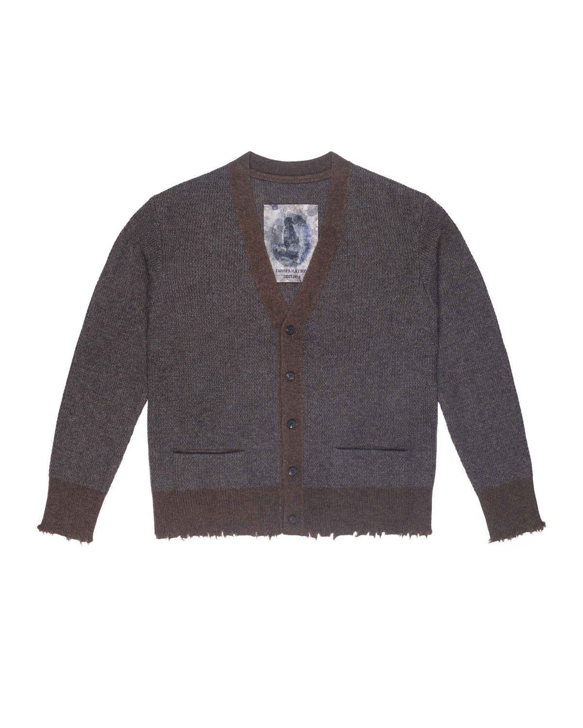 Ziggy Chen Classic Cashmere Cardigan Grey Brown