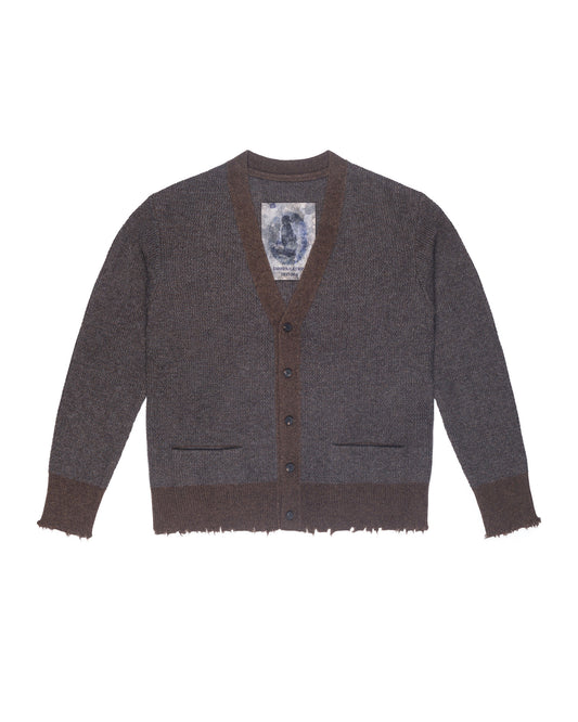 Ziggy Chen Classic Cashmere Cardigan Grey Brown