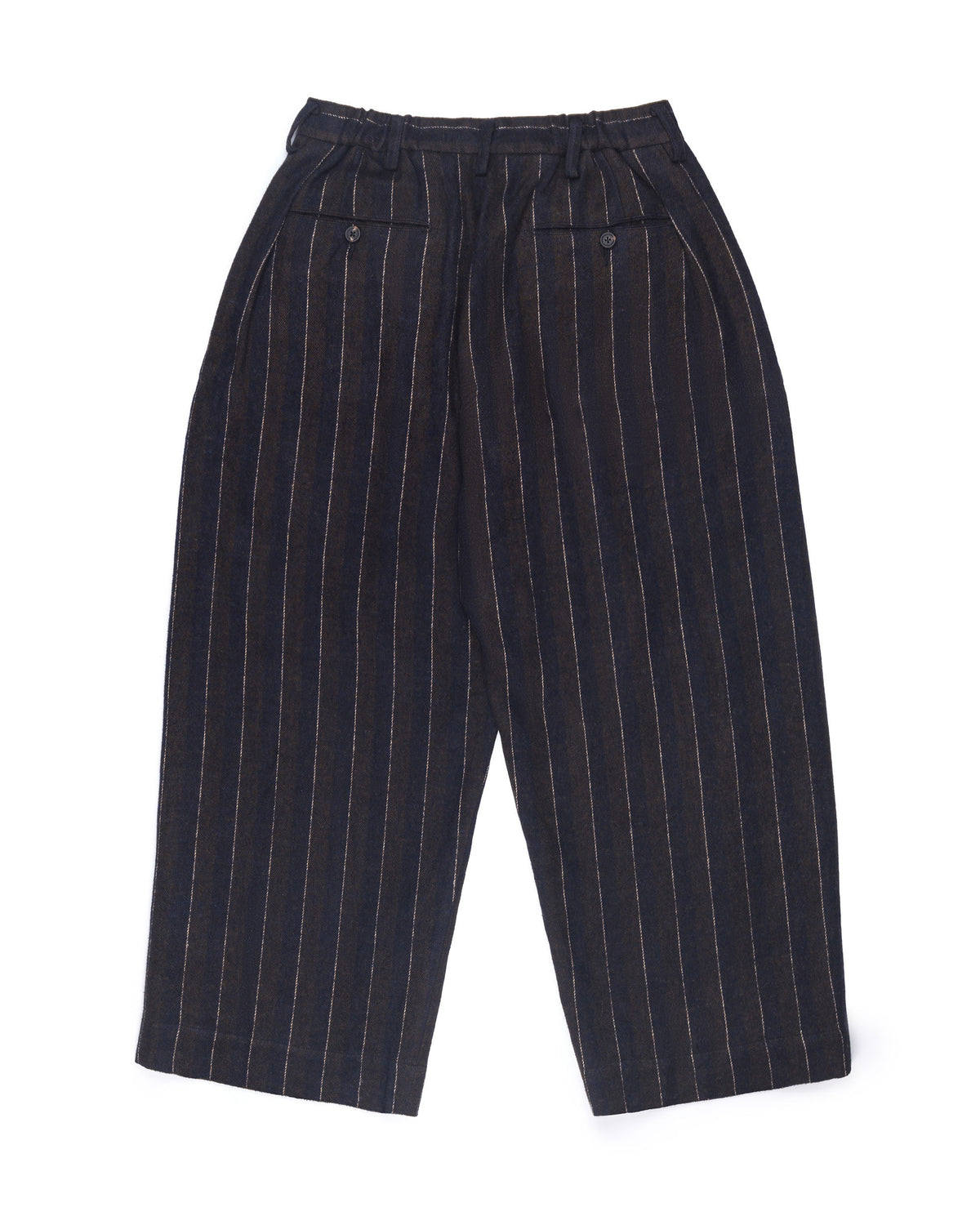 Ziggy Chen Pleated Wide Leg Trousers Charcoal Pinstripe