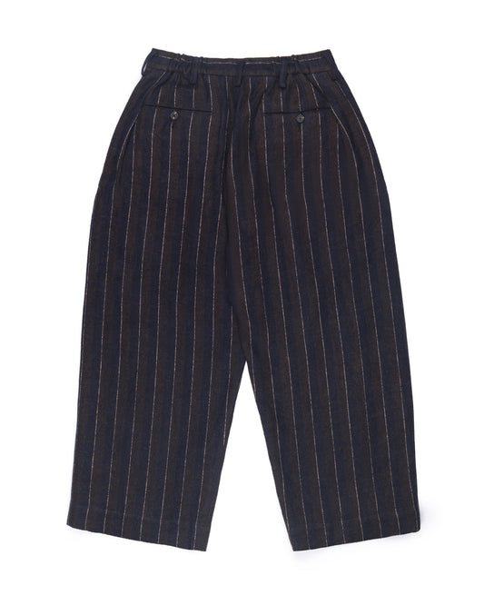 Ziggy Chen Pleated Wide Leg Trousers Charcoal Pinstripe