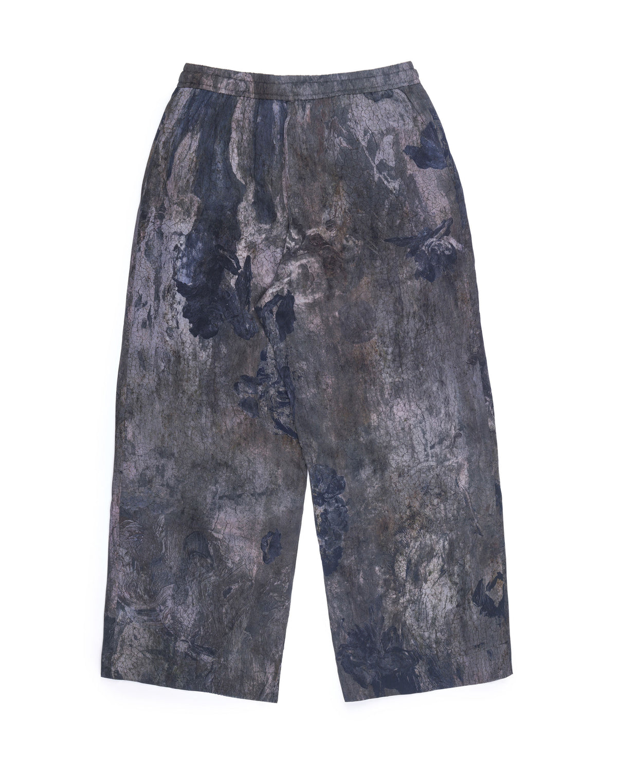 Ziggy Chen Digital Print Silk Drawstring Trousers Blue