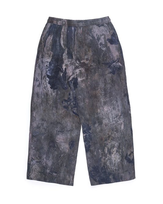 Ziggy Chen Digital Print Silk Drawstring Trousers Blue