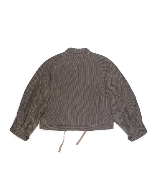 Ziggy Chen Striped Cropped Workers Jacket Khaki