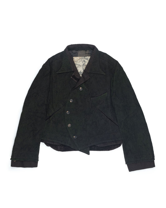 Ziggy Chen Double Breasted Patchwork Jacket Charcoal Green