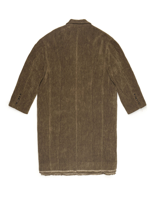 Ziggy Chen Chenille Double Breasted Long Coat Olive Brown