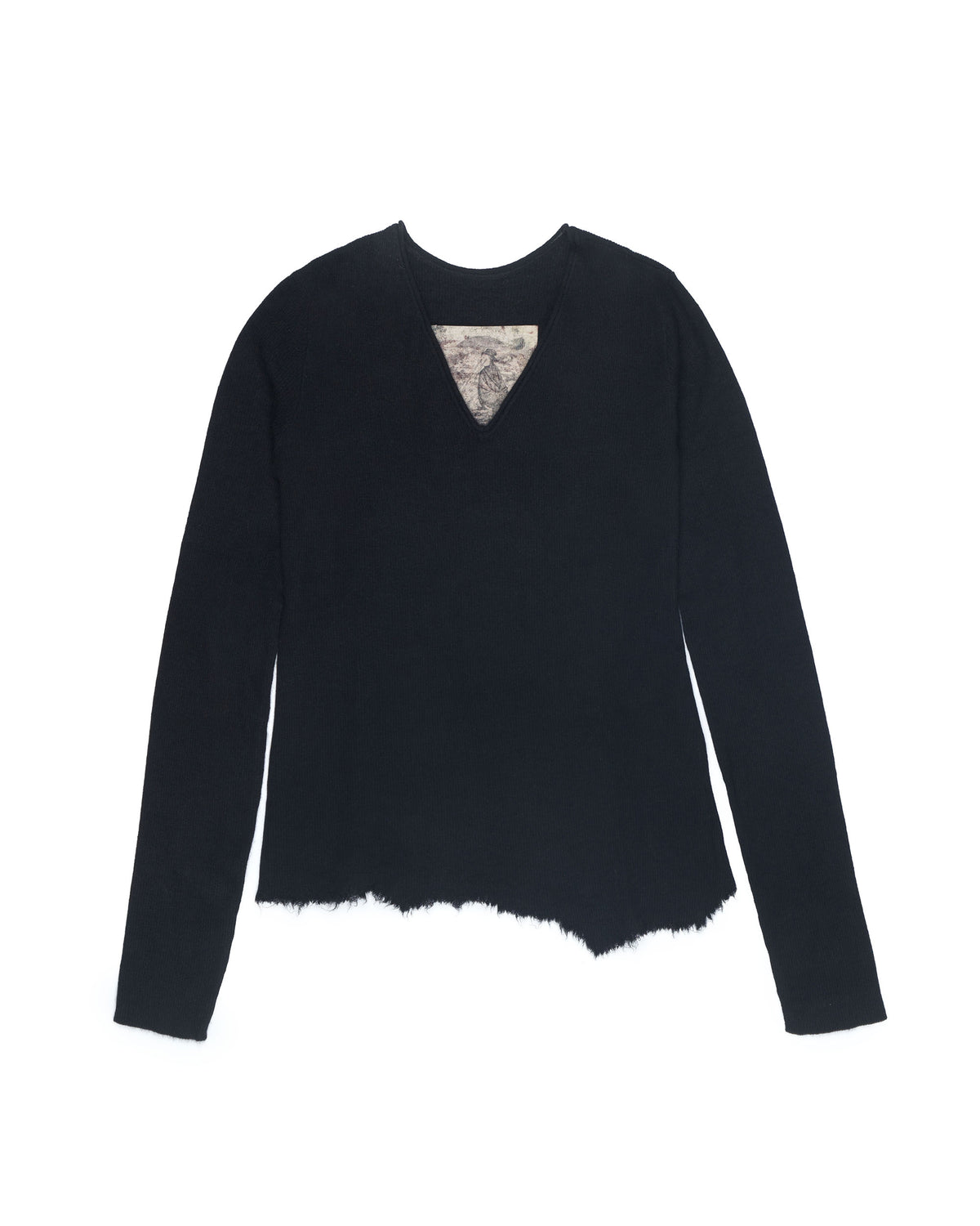 Ziggy Chen Cashmere V-Neck Ribbed Pullover Black – front